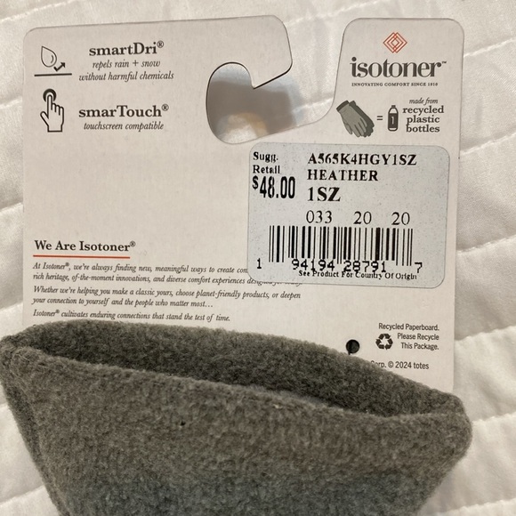 Isotoner gray women’s gloves NWT one size - Picture 4 of 5